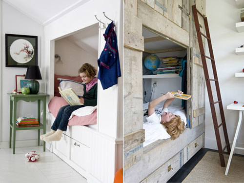 built-in sleeping nook bunk for kids