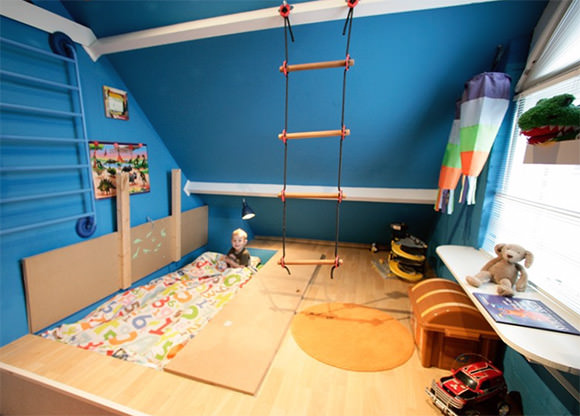 Playroom with a built-in mosh pit