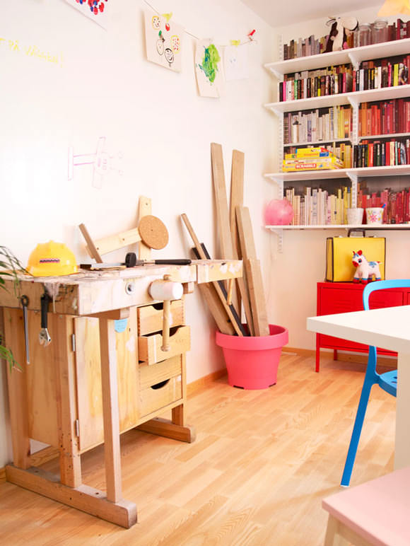 Craft space for kids with carpenter bench