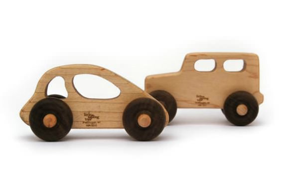 Wooden Toy Car and Truck Set via Etsy