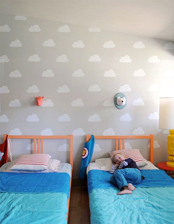 Cloud Kid's Room with Handmade Charlotte Stencils by Mer Mag