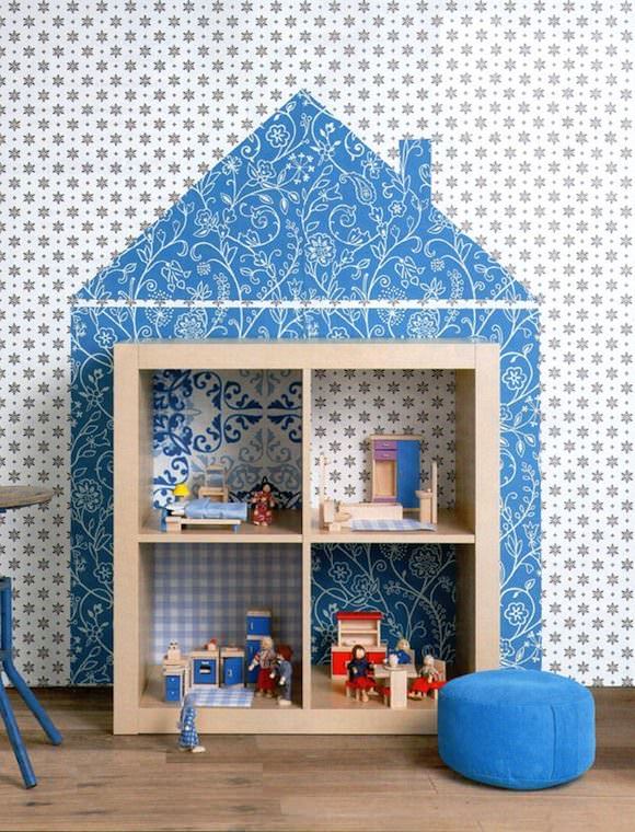 IKEA Hacks for Kids' Rooms: EXPEDIT bookcase transformed into a quirky dollhouse