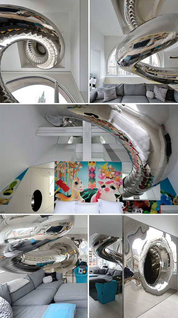 80-foot indoor slide in an NYC home