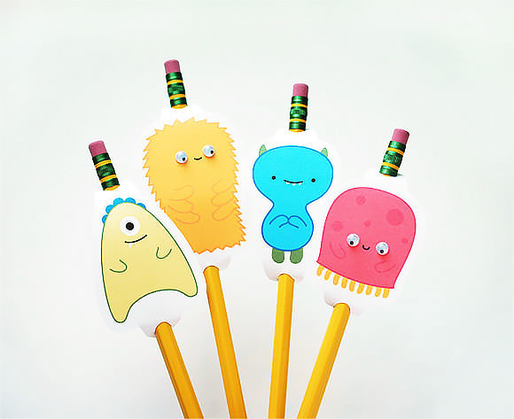 DIY Friendly Monster Pencil Toppers
