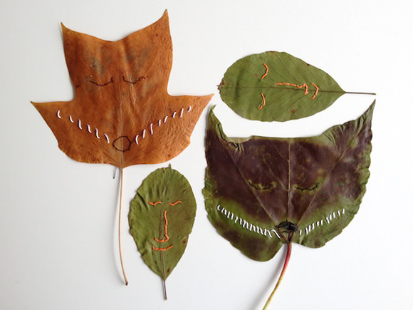 DIY Stitched Leaves