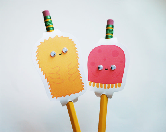 DIY Friendly Monster Pencil Toppers