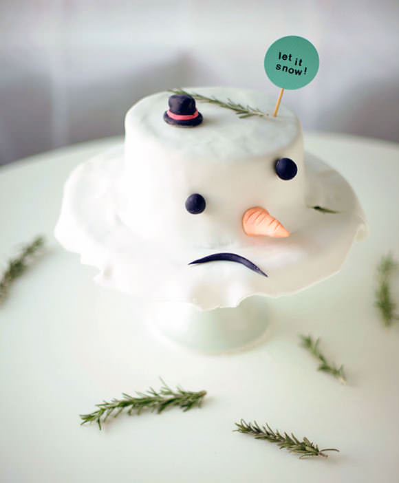 hilarious easy-to-make melted snowman cake!