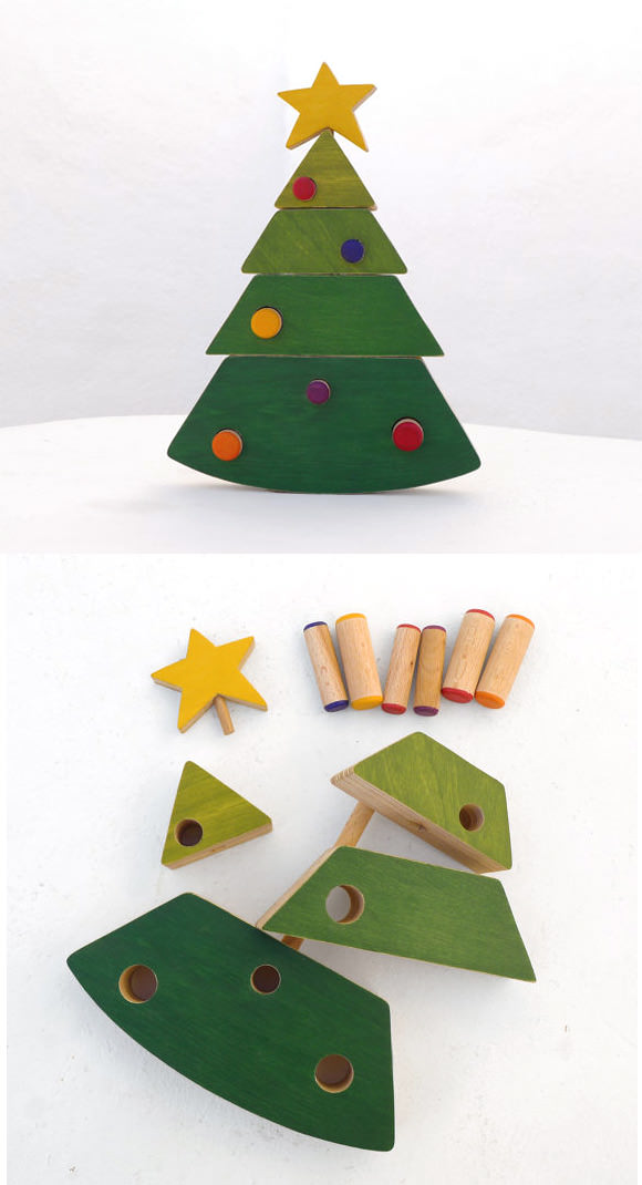 Wooden Stacking Christmas Tree Toy by Wandering Workshop on Etsy