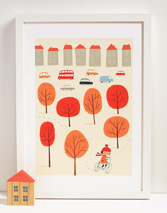 Bicycle Autumn Story Print (perfect for a kid's room)