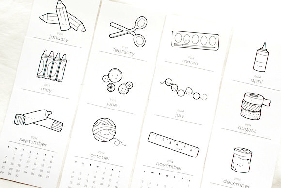 Fun Printable Coloring Book Calendar For 2014 (all you need is a little washi tape!)