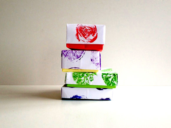 DIY Fruit & Veggie Stamped Origami Boxes