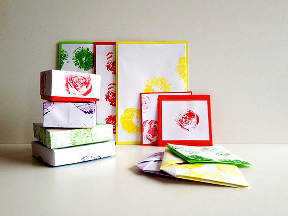 DIY Fruit & Veggie Stamped Origami Boxes