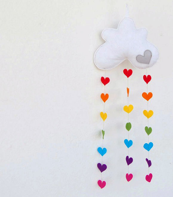 Raining Rainbow Hearts Mobile By The Rainbow Room
