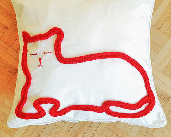 DIY Knitted Cat Pillow Project for Kids