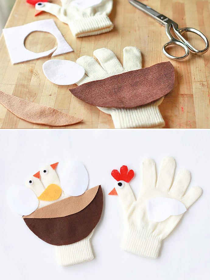 DIY Mama Chicken & Nest Gloves for Kids