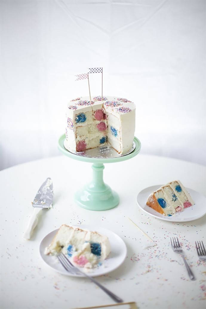 Polka Dot Inside-And-Out Birthday Cake