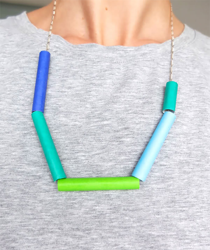 DIY Paper Bead Color Block Necklace by My Poppet
