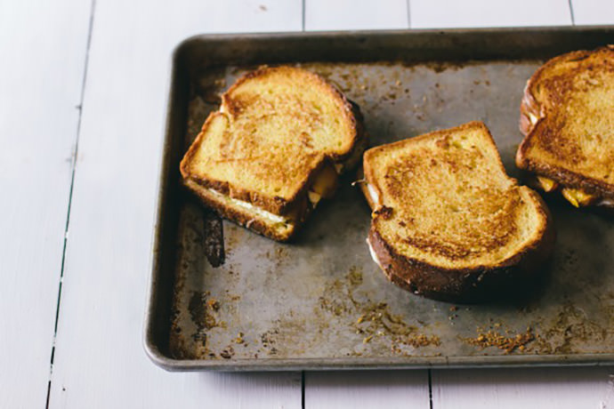French Toast Sandwich with Peaches and Mozzarella