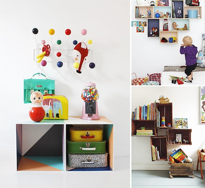 Fun DIY Storage for Kids via  Varpunen, A Merry Mishap, and The Guardian