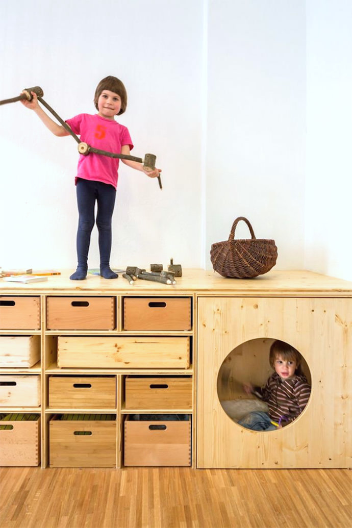 Super fun storage for kids via the contemporist