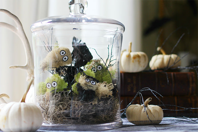 DIY Spooky Terrarium with Monster Moss Creatures!