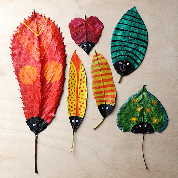 DIY Painted Leaf Bugs for Kids (via Hazel Terry)