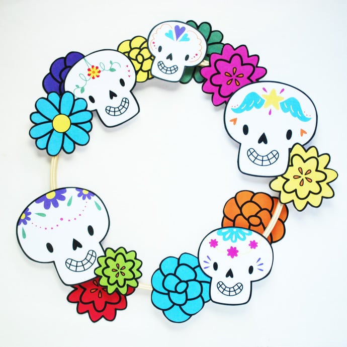 Printable Dia de los Muertos Wreath Handmade Charlotte