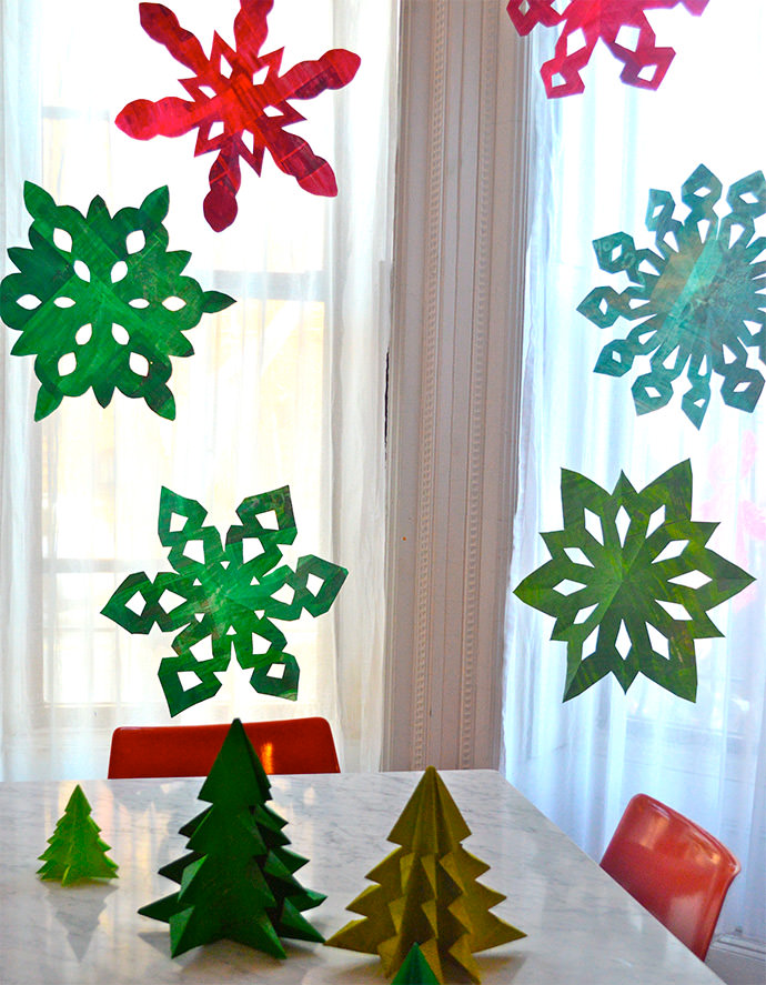 Recycled Newspaper Holiday Decorations