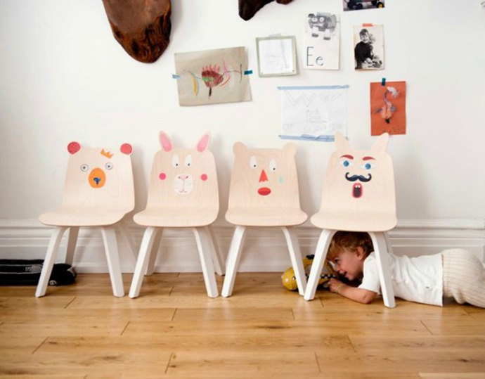 Funny Faced Animal Chair Set for Kids Room