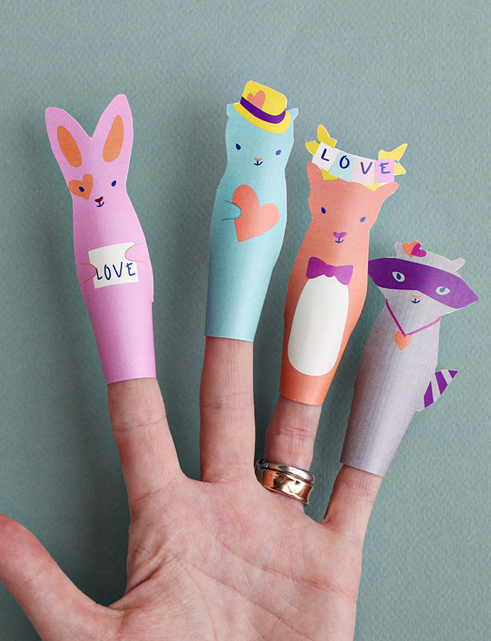 Valentine's Day Paper Finger Puppets For Kids 