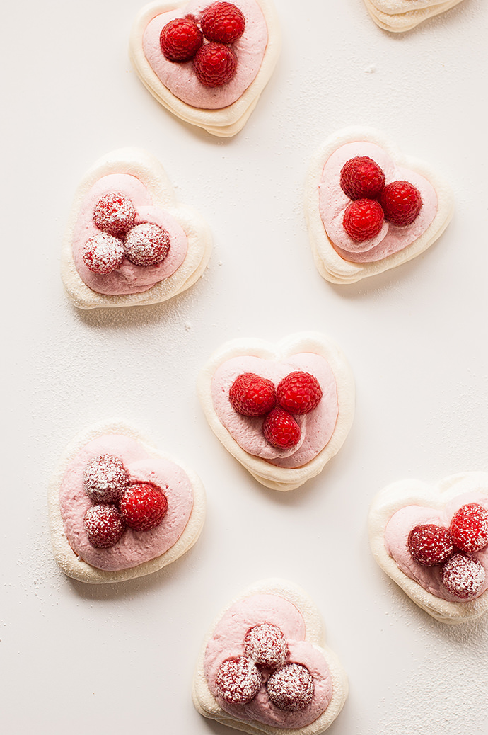 Raspberry Mousse Meringue Hearts Handmade Charlotte