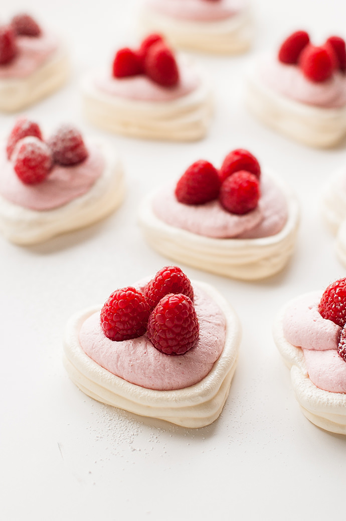 Raspberry Mousse Meringue Hearts Handmade Charlotte