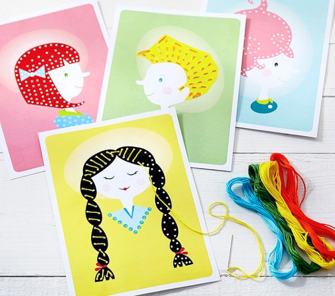 Teach Your Child To Sew With Hairstyle Lacing Cards Handmade Charlotte