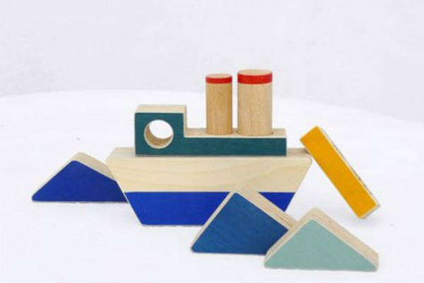 Wooden Boat & Wave Stacking Toy