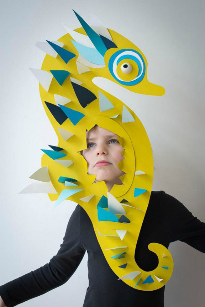 Seahorse mask paper craft for kids 
