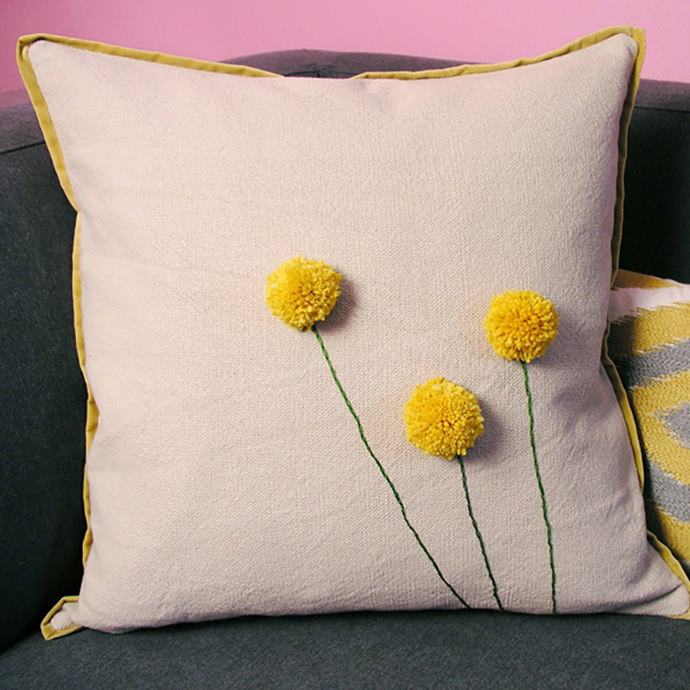 DIY Dandelion Pom Pom Pillow