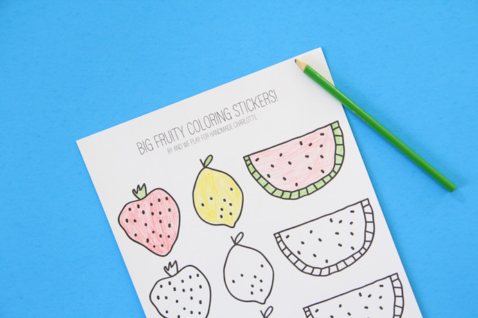 Printable DIY Coloring Fruit Stickers