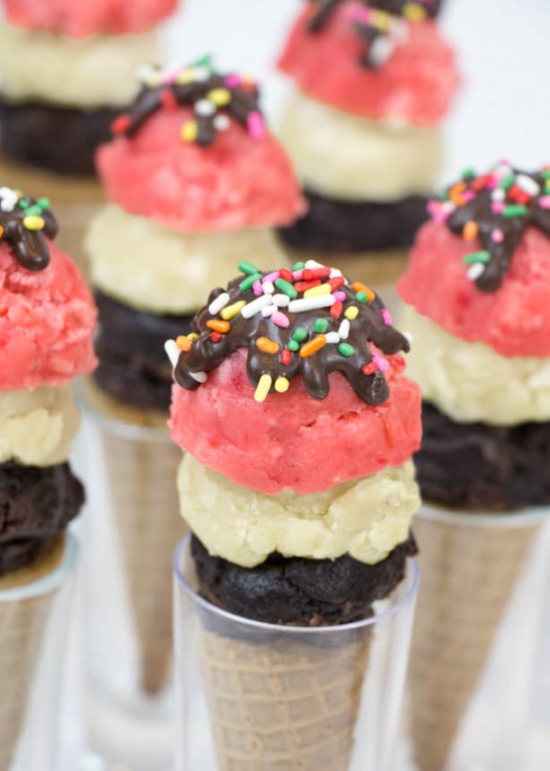 Easy Bake Neapolitan Brownie Ice Cream Cones Handmade Charlotte