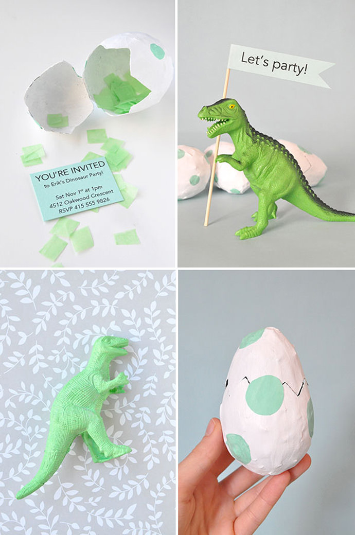 DIY Dinosaur Shell Party Invitations