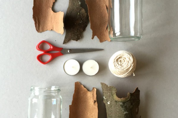 Materials to Make a Bark Lantern