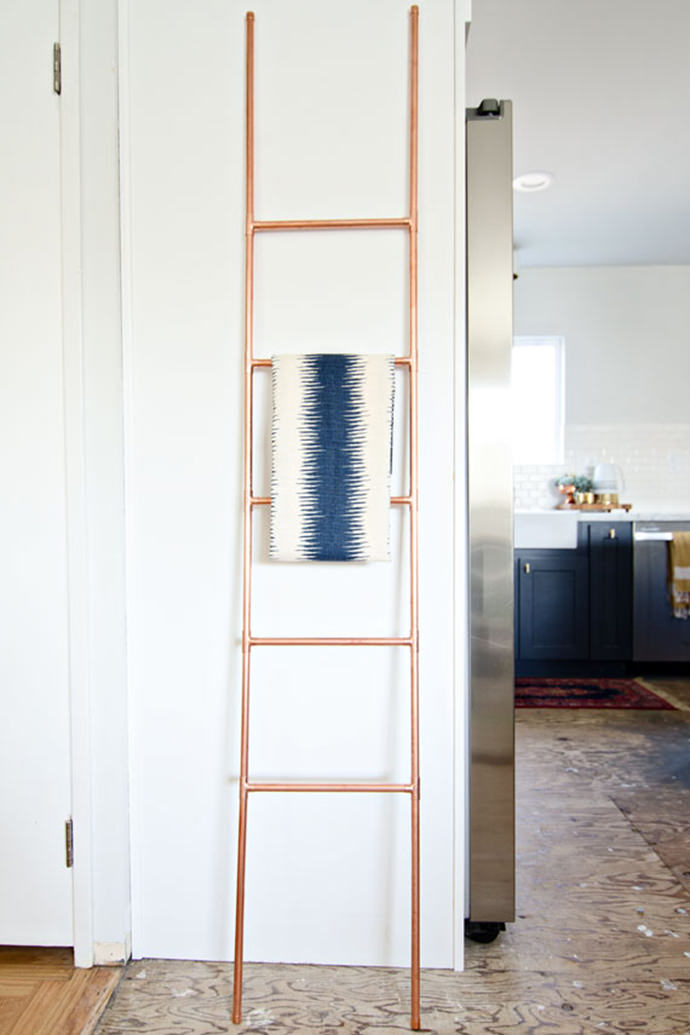 DIY Copper Pipe Ladder, tutorial via Brittany Makes