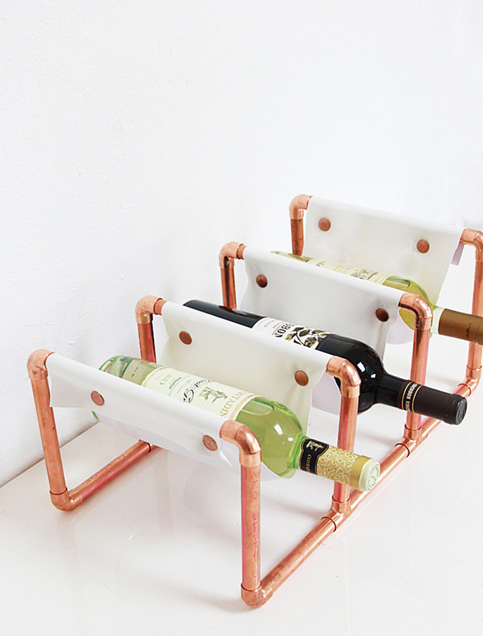 DIY Copper and Leather Wine Holder, tutorial via A Bubbly Life