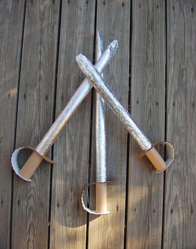 Cardboard Tube Swords, tutorial via Ikat Bag