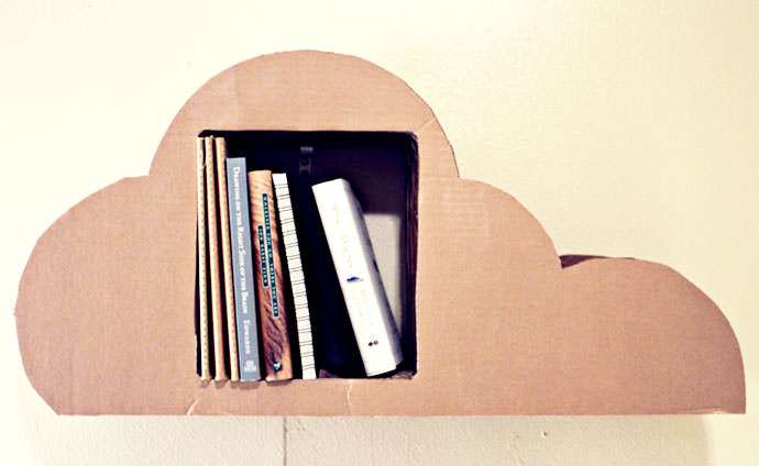 Cardboard Cloud Bookshelf, tutorial via Lucas Ridley