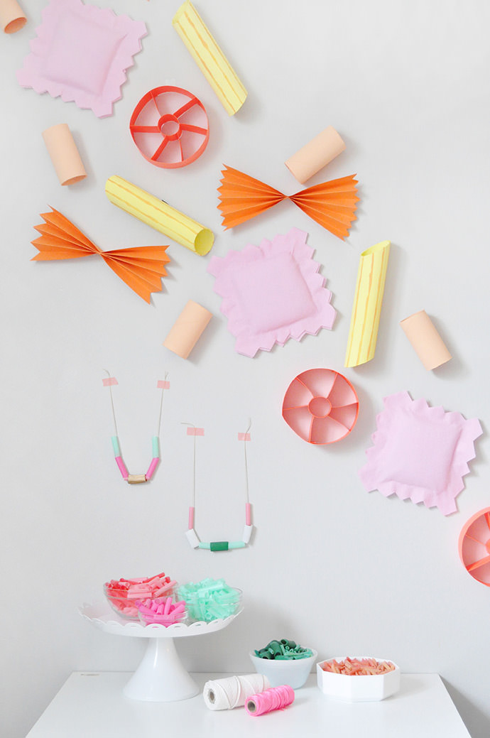 DIY Giant Pasta Necklace Party