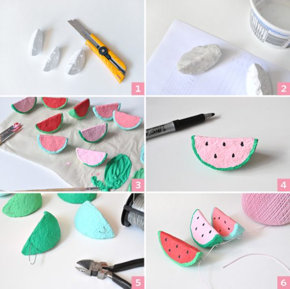 Paper Mache Watermelon Charms Handmade Charlotte