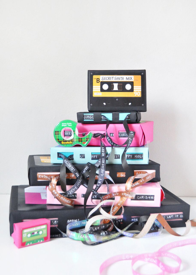 DIY Cassette Tape Gift Wrap