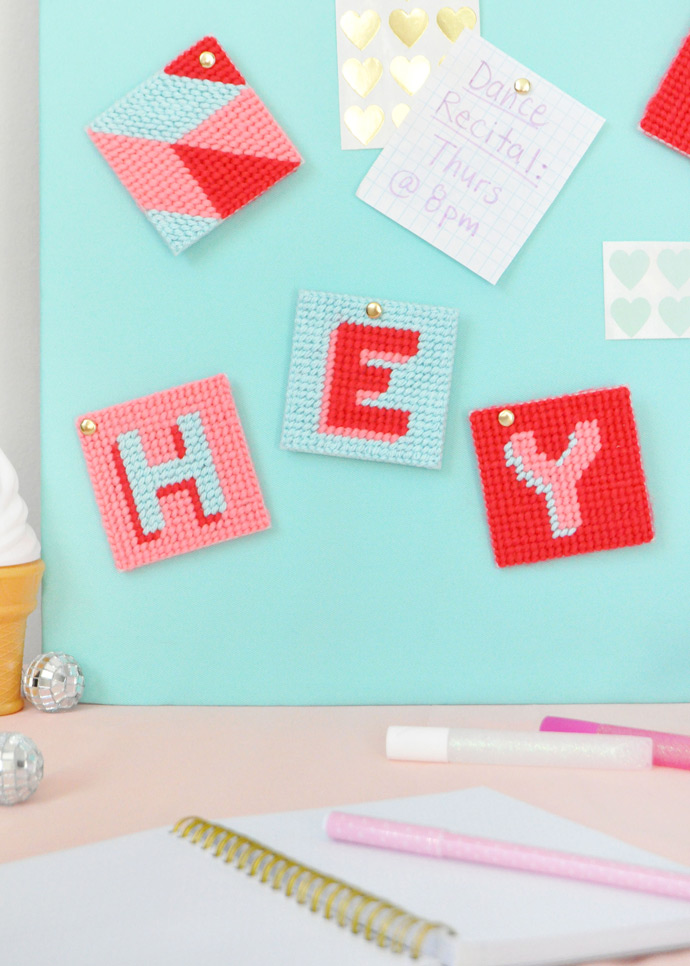 DIY Yarn Cross Stitch Tags