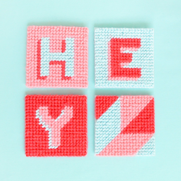 DIY Yarn Cross Stitch Tags
