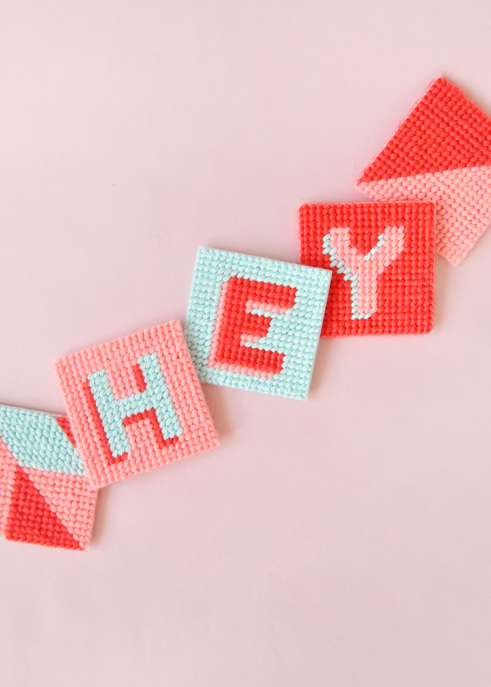 DIY Yarn Cross Stitch Tags